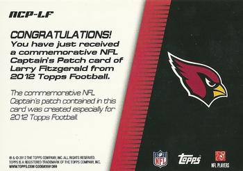 2012 Topps - NFL Captains Patches #NCP-LF Larry Fitzgerald Back