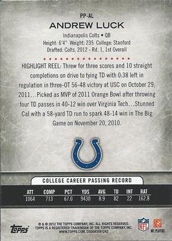 2012 Topps - Prolific Playmakers #PP-AL Andrew Luck Back