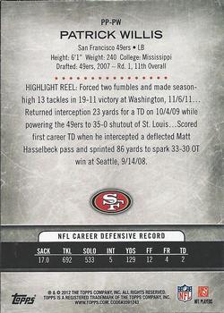 2012 Topps - Prolific Playmakers #PP-PW Patrick Willis Back