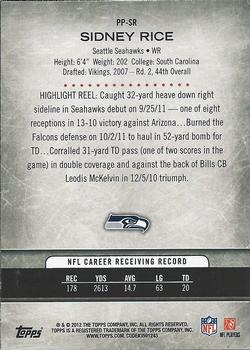 2012 Topps - Prolific Playmakers #PP-SR Sidney Rice Back