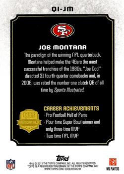 2012 Topps - QB Immortals #QI-JM Joe Montana Back