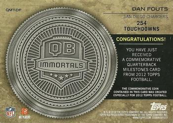 2012 Topps - Quarterback Milestones Touchdowns Medallions Silver #QMT-DF Dan Fouts Back