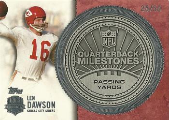 2012 Topps - Quarterback Milestones Yardage Medallions Silver #QMP-LD Len Dawson Front