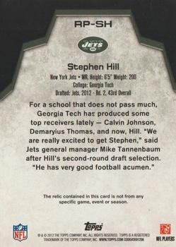 2012 Topps - Rookie Patch #RP-SH Stephen Hill Back