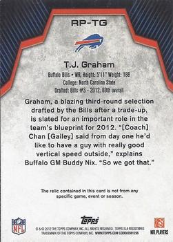 2012 Topps - Rookie Patch #RP-TG T.J. Graham Back