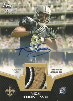2012 Topps - Rookie Patch Autographs #RAP-NT Nick Toon Front
