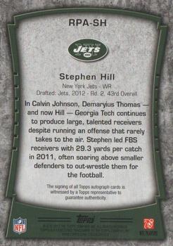 2012 Topps - Rookie Premiere Autographs #RPA-SH Stephen Hill Back