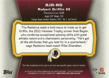 2012 Topps - Rookie Relic Jumbos #RJR-RG Robert Griffin III Back