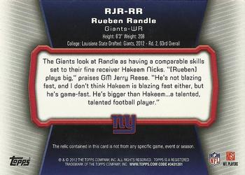 2012 Topps - Rookie Relic Jumbos #RJR-RR Rueben Randle Back