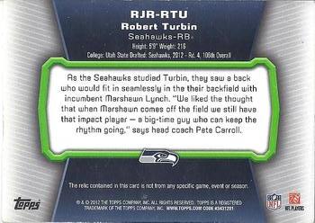 2012 Topps - Rookie Relic Jumbos #RJR-RTU Robert Turbin Back