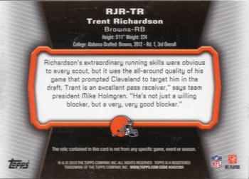 2012 Topps - Rookie Relic Jumbos #RJR-TR Trent Richardson Back