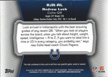 2012 Topps - Rookie Relic Jumbos #RJR-AL Andrew Luck Back