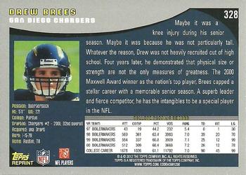 2012 Topps - Rookie Reprint #328 Drew Brees Back