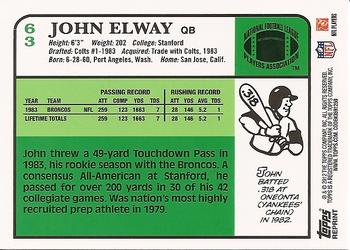 2012 Topps - Rookie Reprint #63 John Elway Back