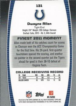 2012 Finest #131 Dwayne Allen Back