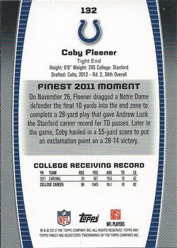 2012 Finest #132 Coby Fleener Back