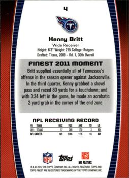 2012 Finest #4 Kenny Britt Back