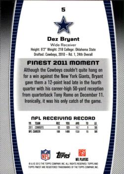 2012 Finest #5 Dez Bryant Back