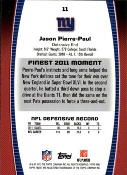 2012 Finest #11 Jason Pierre-Paul Back