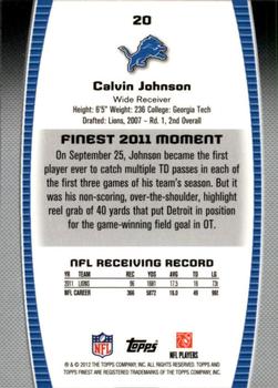 2012 Finest #20 Calvin Johnson Back
