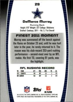 2012 Finest #29 DeMarco Murray Back