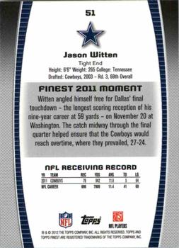 2012 Finest #51 Jason Witten Back