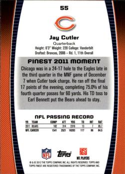 2012 Finest #55 Jay Cutler Back