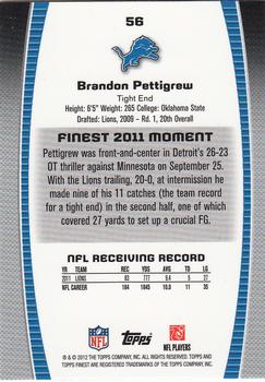 2012 Finest #56 Brandon Pettigrew Back