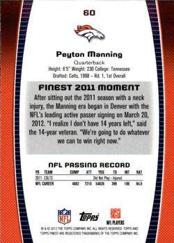 2012 Finest #60 Peyton Manning Back
