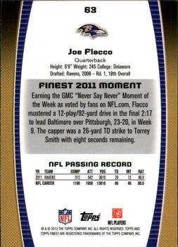 2012 Finest #63 Joe Flacco Back