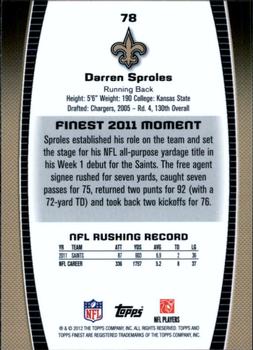 2012 Finest #78 Darren Sproles Back