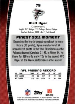 2012 Finest #79 Matt Ryan Back