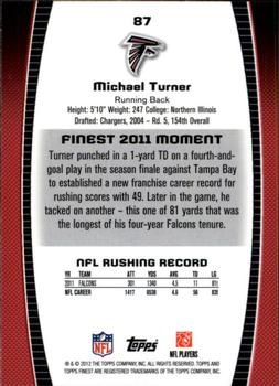 2012 Finest #87 Michael Turner Back