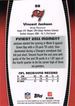 2012 Finest #98 Vincent Jackson Back