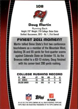 2012 Finest #108 Doug Martin Back