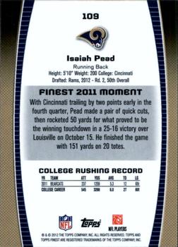 2012 Finest #109 Isaiah Pead Back
