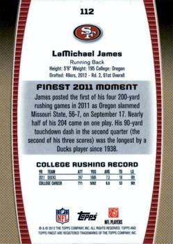 2012 Finest #112 LaMichael James Back