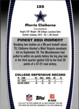 2012 Finest #133 Morris Claiborne Back