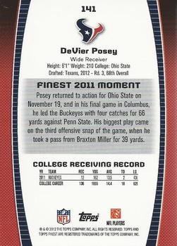 2012 Finest #141 DeVier Posey Back