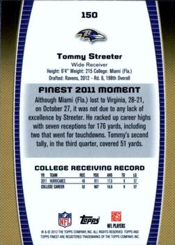 2012 Finest #150 Tommy Streeter Back