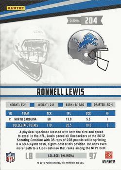 2012 Panini Rookies & Stars #204 Ronnell Lewis Back