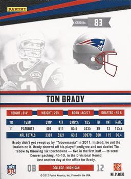 2012 Panini Rookies & Stars #83 Tom Brady Back