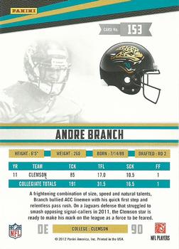 2012 Panini Rookies & Stars #153 Andre Branch Back