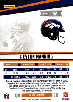 2012 Panini Rookies & Stars #62 Peyton Manning Back