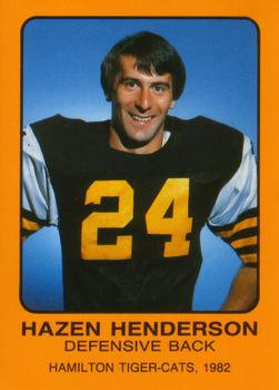 1982 Hamilton Tiger-Cats Safety #NNO Hazen Henderson Front