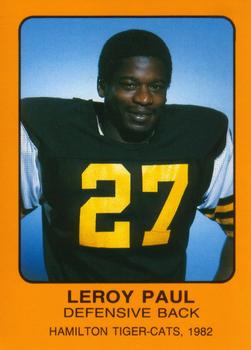 1982 Hamilton Tiger-Cats Safety #NNO Leroy Paul Front