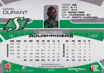 2009 Extreme Sports CFL #61 Darian Durant Back