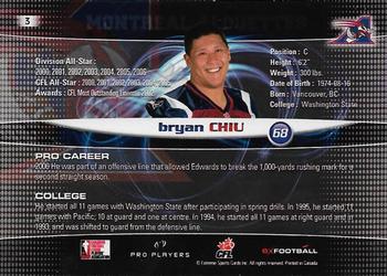 2008 Extreme Sports CFL #3 Bryan Chiu Back