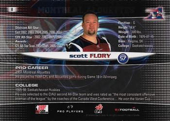 2008 Extreme Sports CFL #8 Scott Flory Back