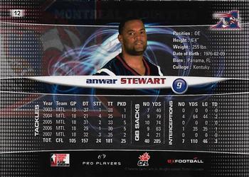 2008 Extreme Sports CFL #12 Anwar Stewart Back